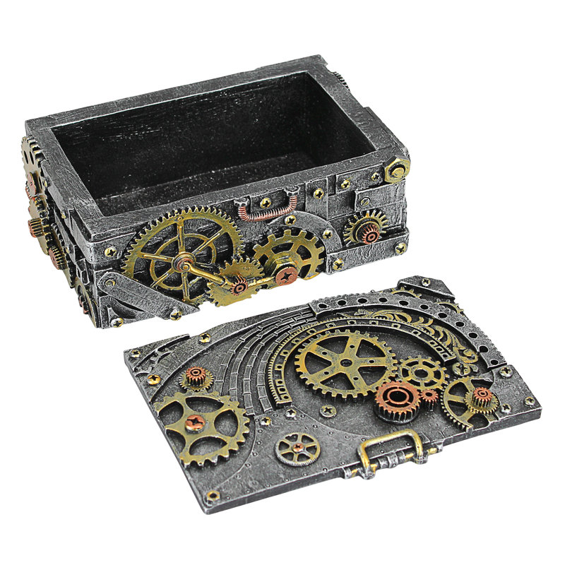 Boîte décorative de cog et turbine steampunk
