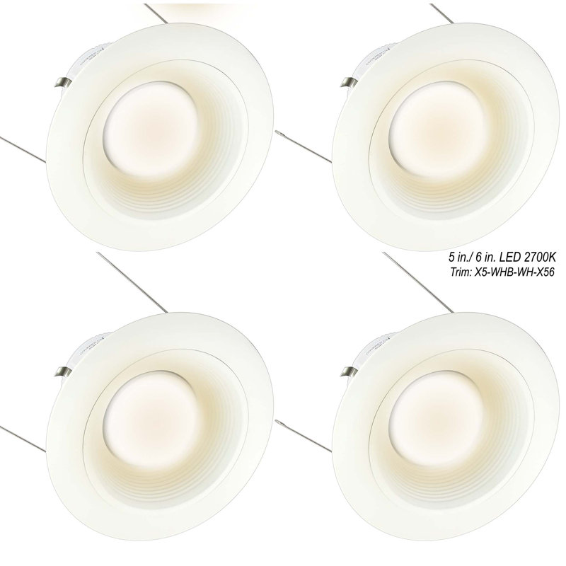 Ensemble d'éclairage encastré 6,5 "Remodel or New Construction, Baffle blanc / bordure blanche