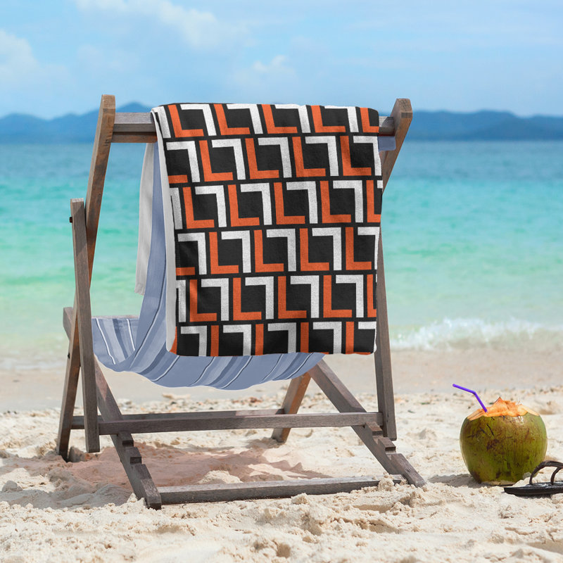 Beach Towel, Black/Orange/White