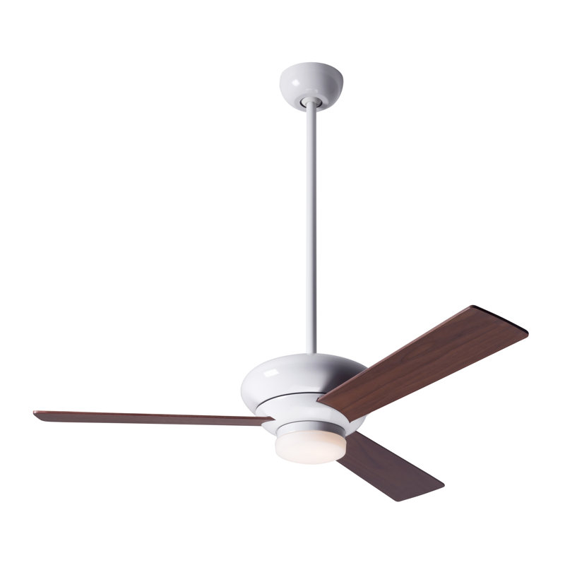 Altus 42'' Ceiling Fan with LED Lights, Mahogany, Gloss White, Wall Control with Remote Handset (2-wire)