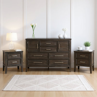 Andover 3-Pc Wood Bedroom Set With Dresser And 2 Ns, Nutmeg