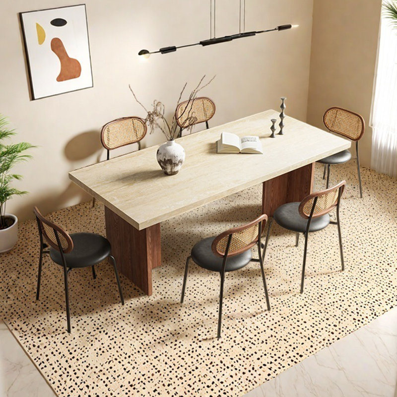Modern Minimalist Dining Table, 29.52" H x 55.11" L x 31.49" W