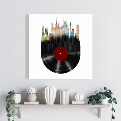 Construire des villes sur toile bleue | Ville abstraite sur disque en vinyle