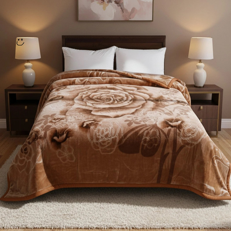 Floral Blanket, Beige Floral
