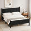 Lit plateforme en bois massif de style grand shaker, tête et pied de lit à panneau plat, noir-133673376-133673377
