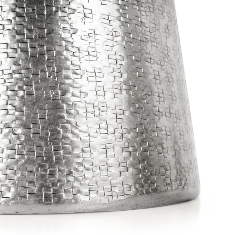 Metal Table Vase, Silver, 10" H x 6.5" W x 4" D