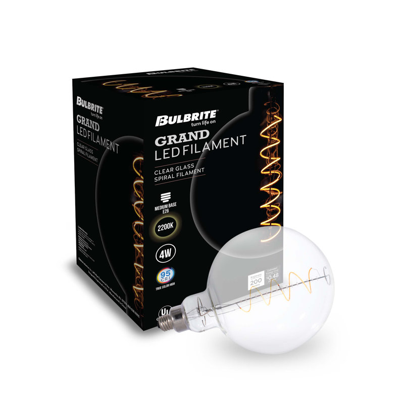 Très grande ampoule à DEL Edison G63 transparente, équivalent à 60 watts, E26 à intensité variable 2200K