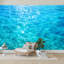 Murale auto-adhésive moderne pour la chambre à coucher avec impression d'eau de piscine L 69 po x l 96 po Peel and Stick