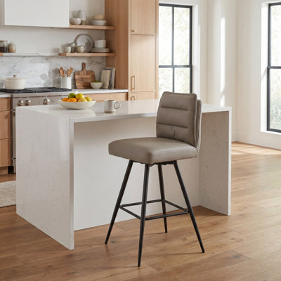 Upholstered Faux Leather Bar Stool