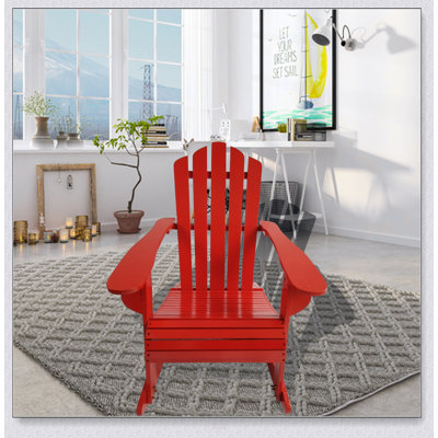 Chaise berçante inclinable en bois Adirondack, parfaite pour la détente et la durabilité dans n'importe quel jardin ou patio.