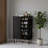 Black Medieval-Style Modern Shoe Cabinet With 6 Adjustable Shelves And Sliding Doors; Freestanding Design, Suitable For Various Spaces.