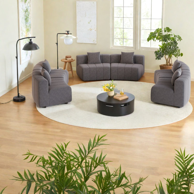 Canapé modulaire courbé en chenille, conception modulaire de qualité supérieure pour les espaces de vie