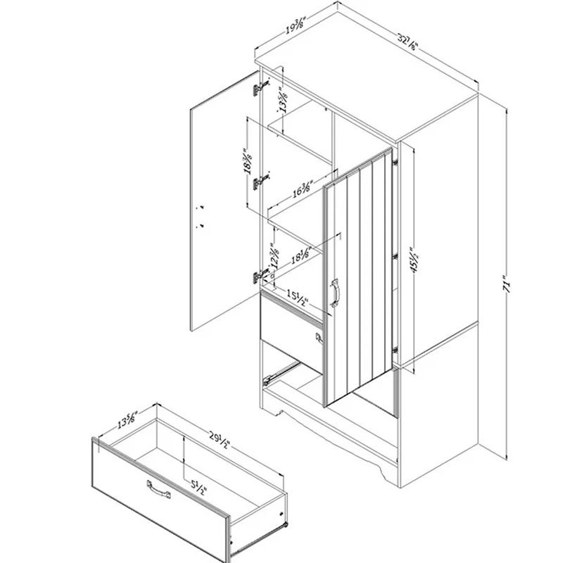 South Shore Farnel Manufactured Wood Armoire & Reviews | Wayfair