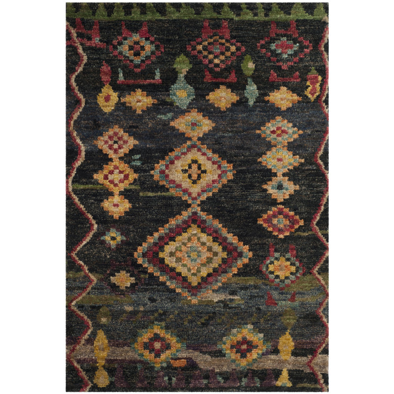 Yates Hand Knotted Wool Geometric Rug, Rectangle 4' x 6'