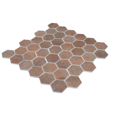 Carreau de mosaïque hexagonal en verre recyclé taupe 12 x 12 po Lucenza (5,28 pieds carrés / caisse, paquet de 6)