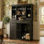 78 In.H Black Bar Cabinet With 9 Drawers, And Built-In Wine Rack