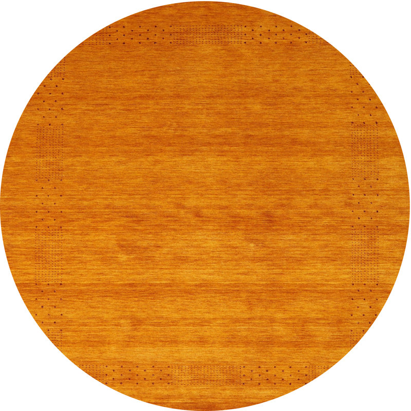 Tapis de zone orange contemporaine, Rond 5 pi
