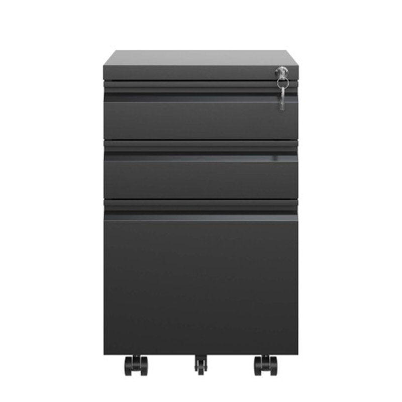 3-Drawer Mobile Lockable Metal File Cabinet for A4/Legal/Letter Size - Fully Assembled, White, Black