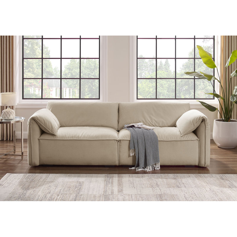 Ericia 88.6'' Upholstered Sofa, Natural Wheat 100% Polyester