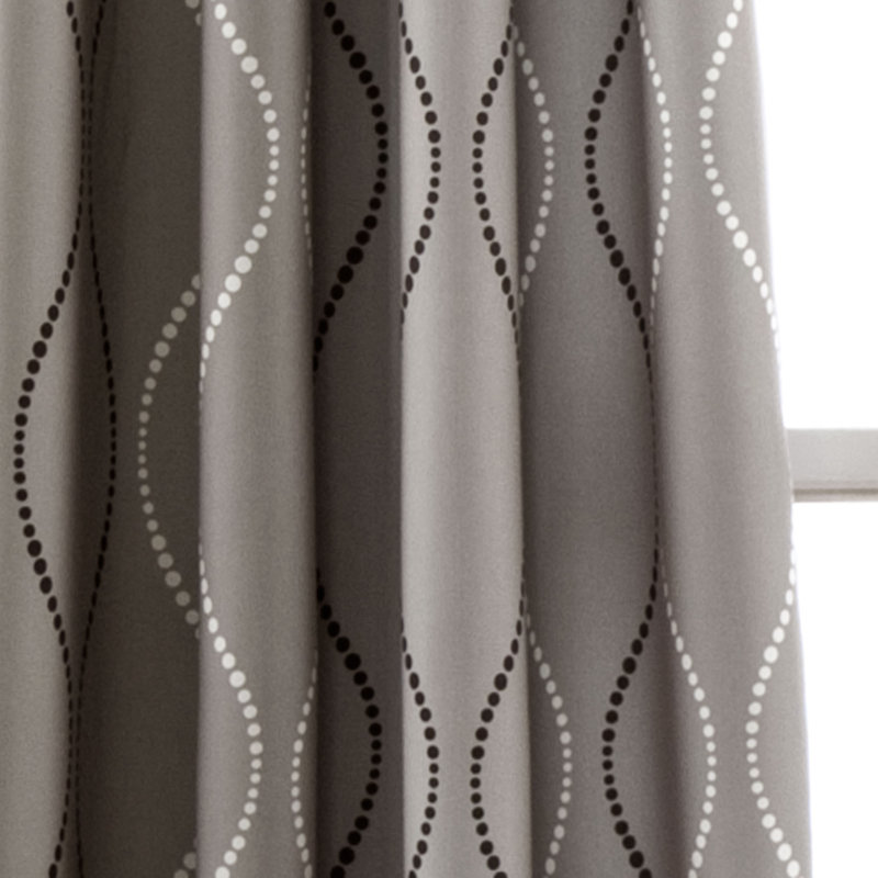 Swirl Room Darkening Curtain Pair, Gray, 52" W x 95" L