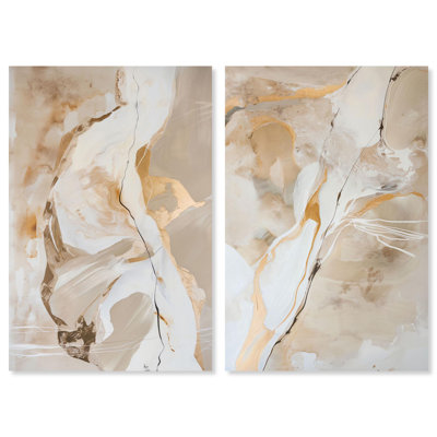 Mystic Reviere Set Canvas Set of 2 Neutral Art by 