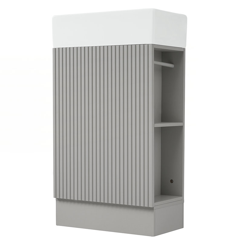 Armoire de salle de bain avec tablette à deux niveaux, Gris