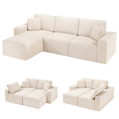 3 Seater Corduroy Sofa & Chaise