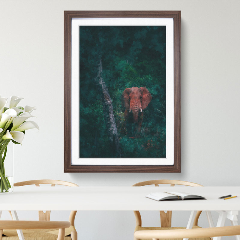 Elephant Vol.8 - Picture Frame Graphic Art, Walnut Framed, 48cm H x 36cm W x 2cm D