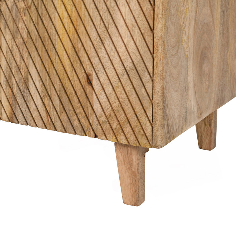 Armoire décorative avec rangement, armoire de rangement rustique avec design cannelé et tablette réglable, Naturel