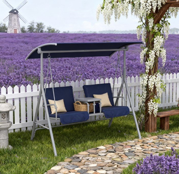 Balancelle d'extérieur pour le jardin, la piscine et la cour arrière, Bleu très foncé