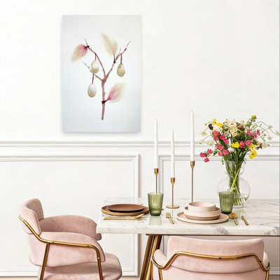 Branche de Pâques à plumes, impression délicate de printemps minimaliste élégant