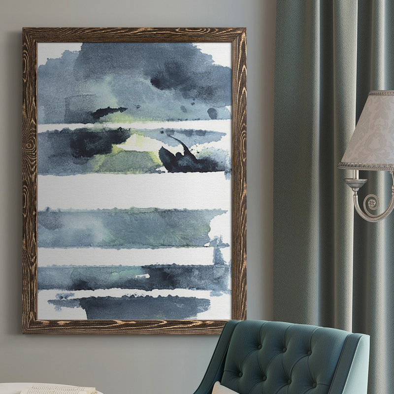 Blue Memories I, reproduction d'art sur toile, H 20 po x l 16 po x P 1 po, Papier avec cadre argenté, Blanc