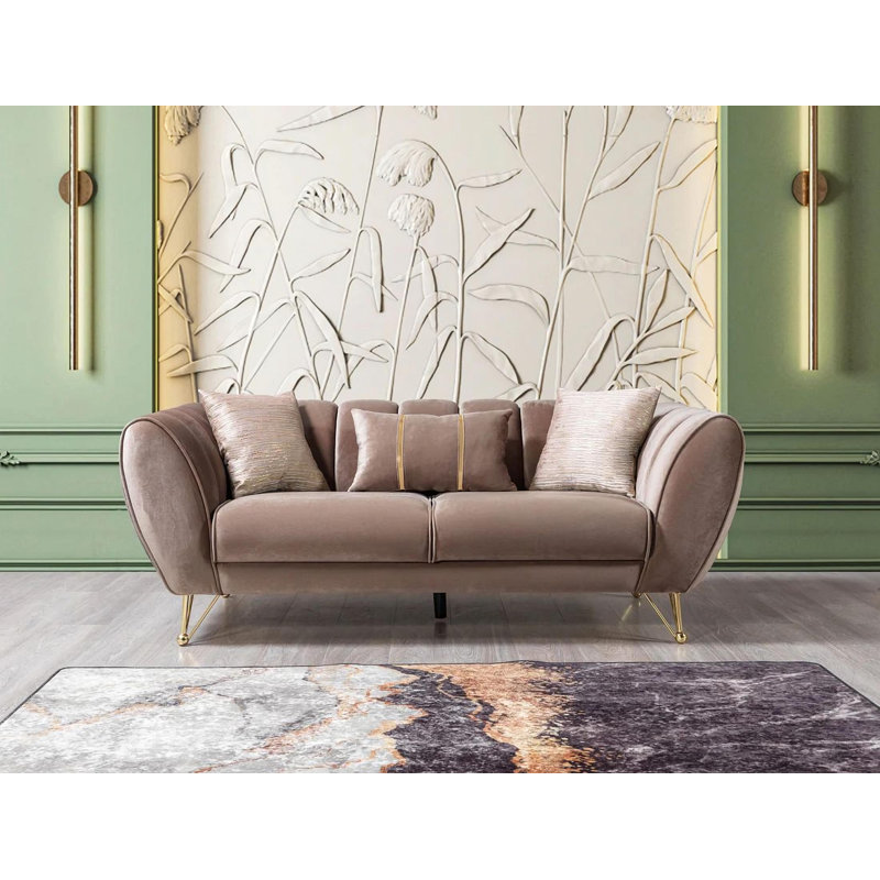 Ensemble de salon en velours Gracesyn, Brun