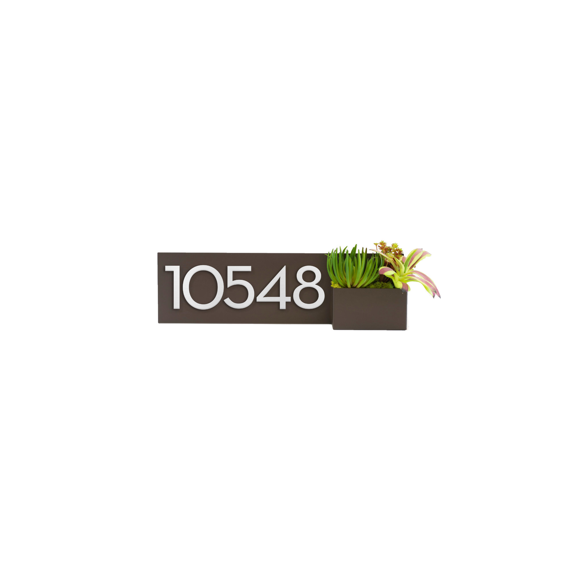 Vista View Wall Address Plaque, Dark Brown, Silver, Yes