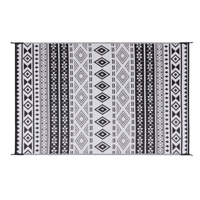 Outdoor Patio Rug with LED Lights - 8x10 Outdoor Rug - Plastic Straw Patio Mat Outdoor Waterproof Carpet - RV or Porch Decor by Pure Garden (Gray)