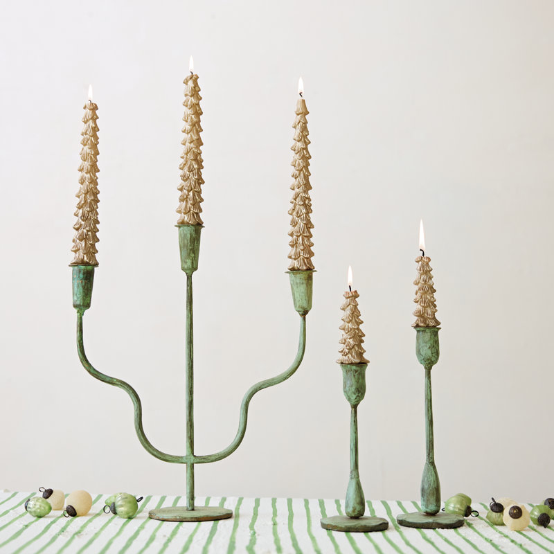 Brass Patina Iron Taper Candle Holders