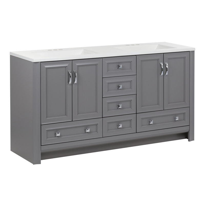 Nimay 60.5'' Double Bathroom Vanity with Cultured Marble Top, Gray