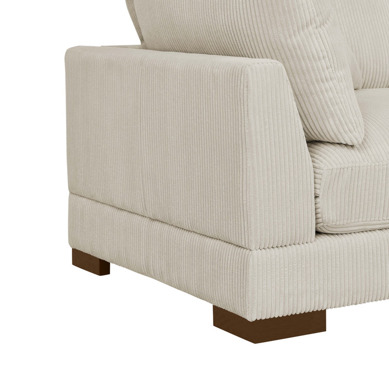 Canapé modulaire réversible de 108 po de large Caileigh, Velours côtelé crème