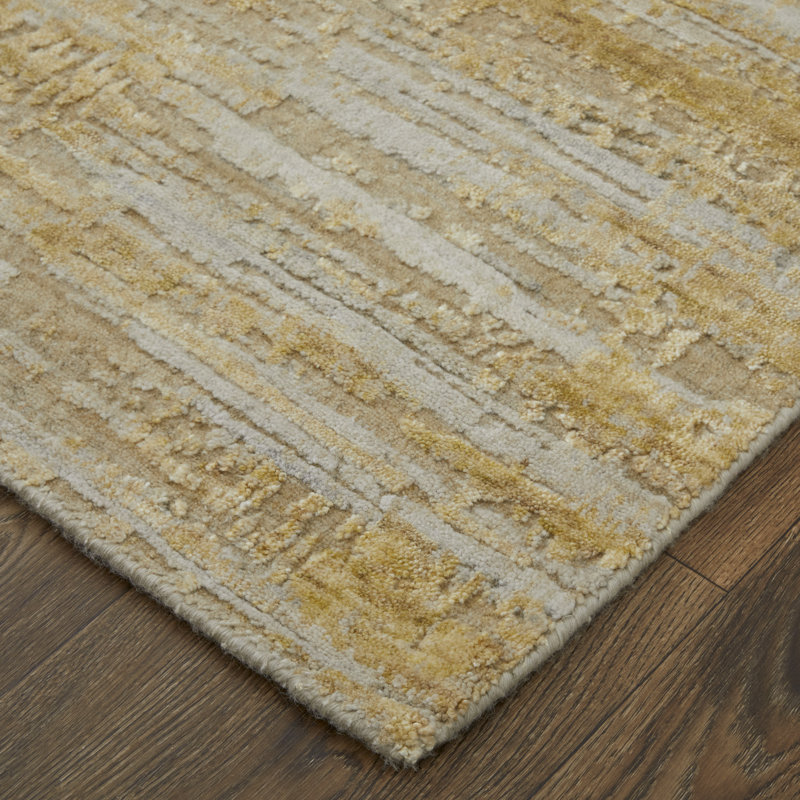 Eastfield Abstract Area Rug in Brown/Gold/Ivory, Rectangle 9' x 12'