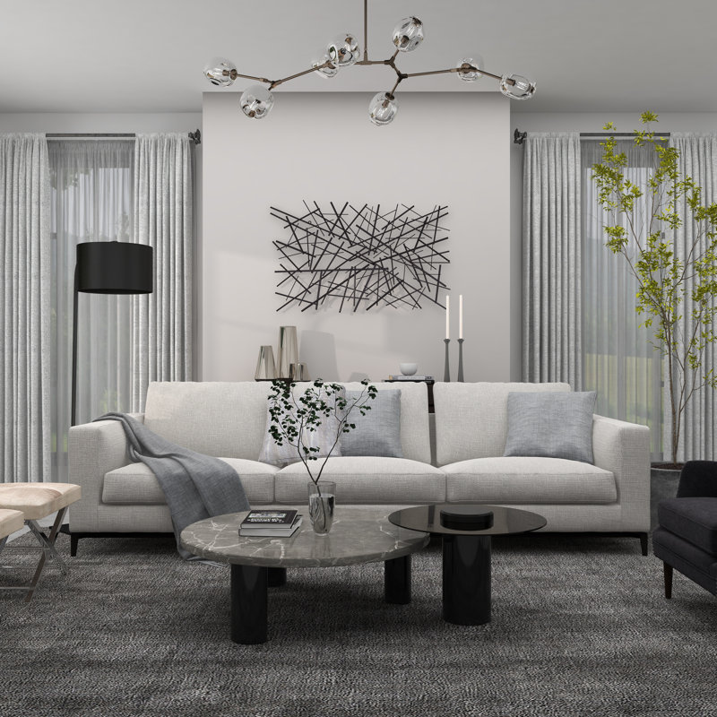 Dark Gray Metal Overlapping Lines Geometric Home Wall Decor