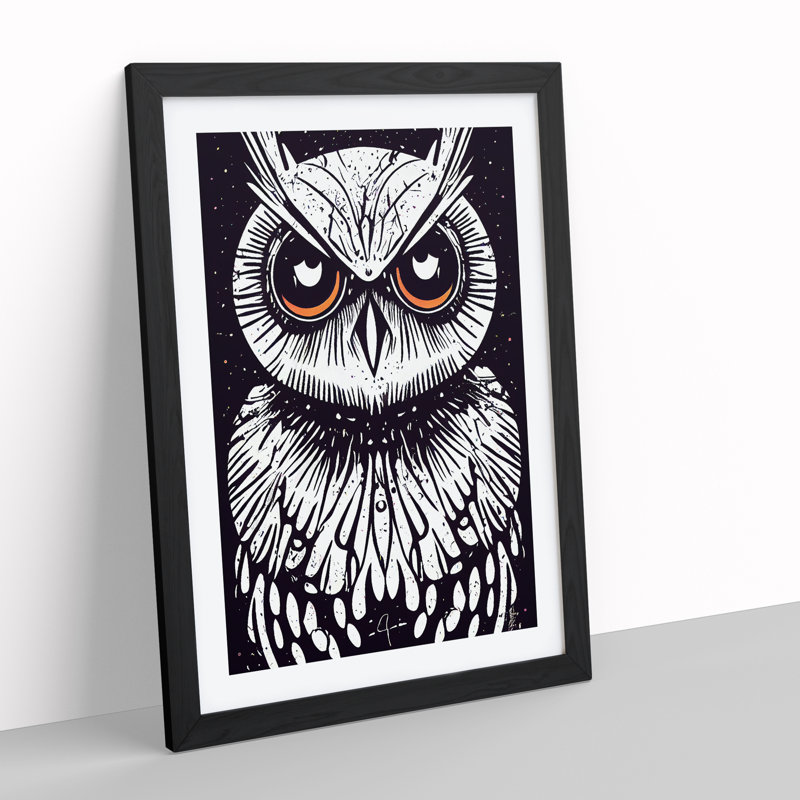 Owl Graffiti Art - Framed Print, Black, 64cm H x 46cm W x 2cm D