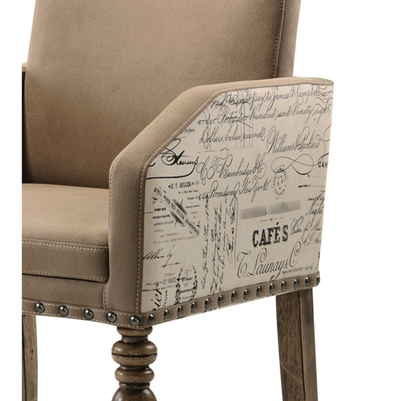 2 fauteuils de salle à manger de style bois de grève - tête de clou robuste, dossier imprimé, garniture de tête en microfibre, charmante et douce