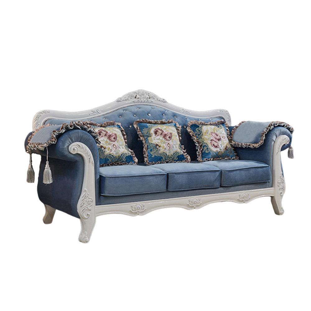 Romero Europeanstyle Living Room Carved Sofa. 84.6'' Rolled Arm Sofa