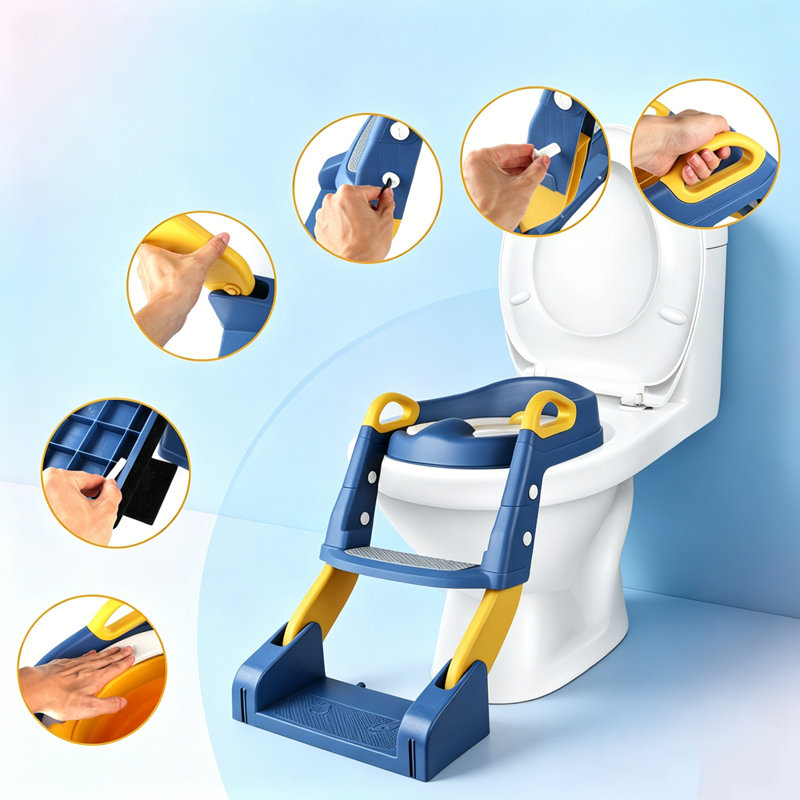 Siège de toilette 2-en-1 avec échelle réglable