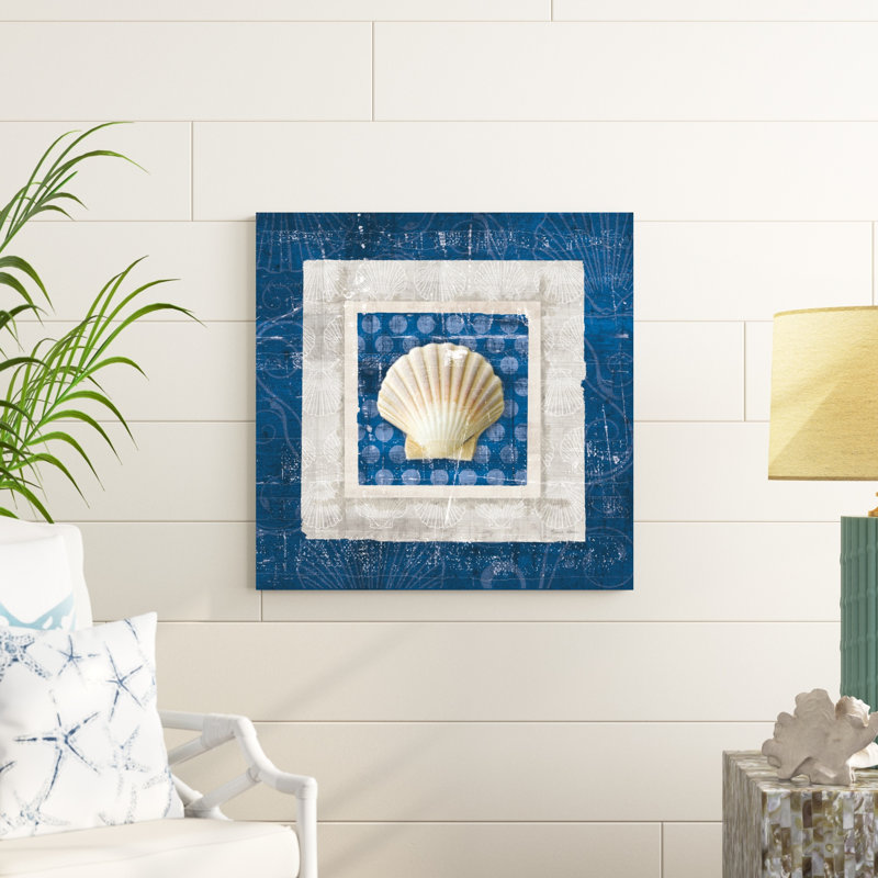 Coquille de mer III sur fond bleu, H 30 po x l 30 po