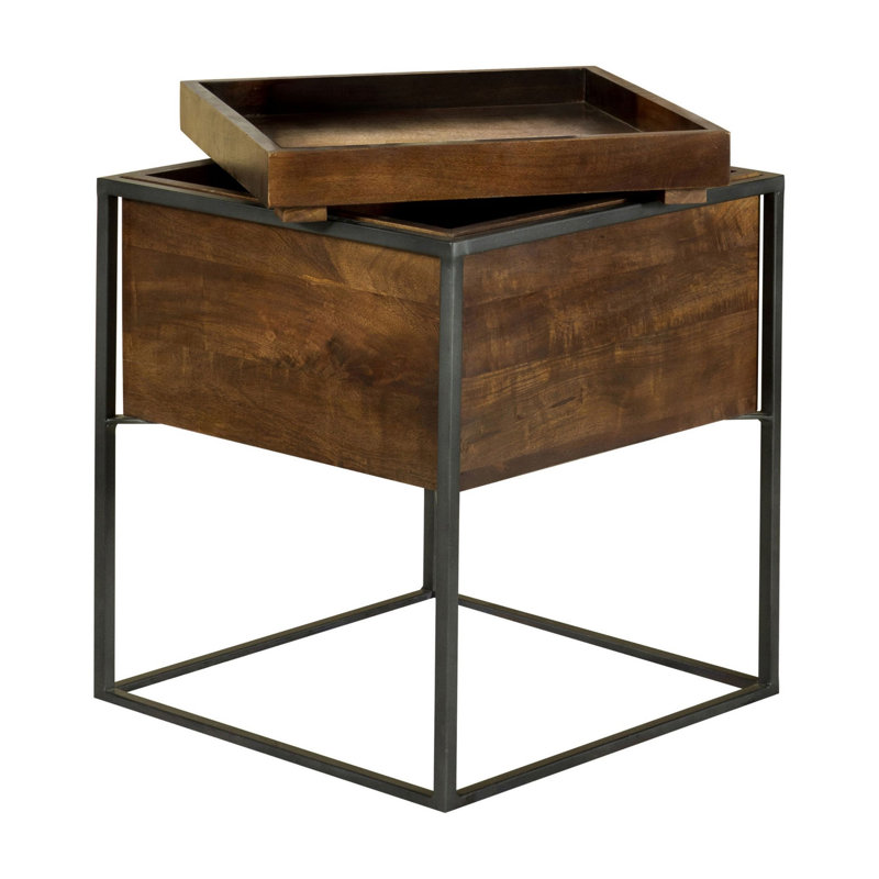 Solid Wood Tray Top End Table