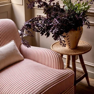 Retro Striped Red Cotton-Linen Blend Sofa
