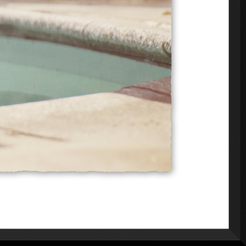 Young Woman In Blindfold Balancing On Diving Board Giclee Print by Getty Images, 36" H x 36" W x 2.375" D, Black