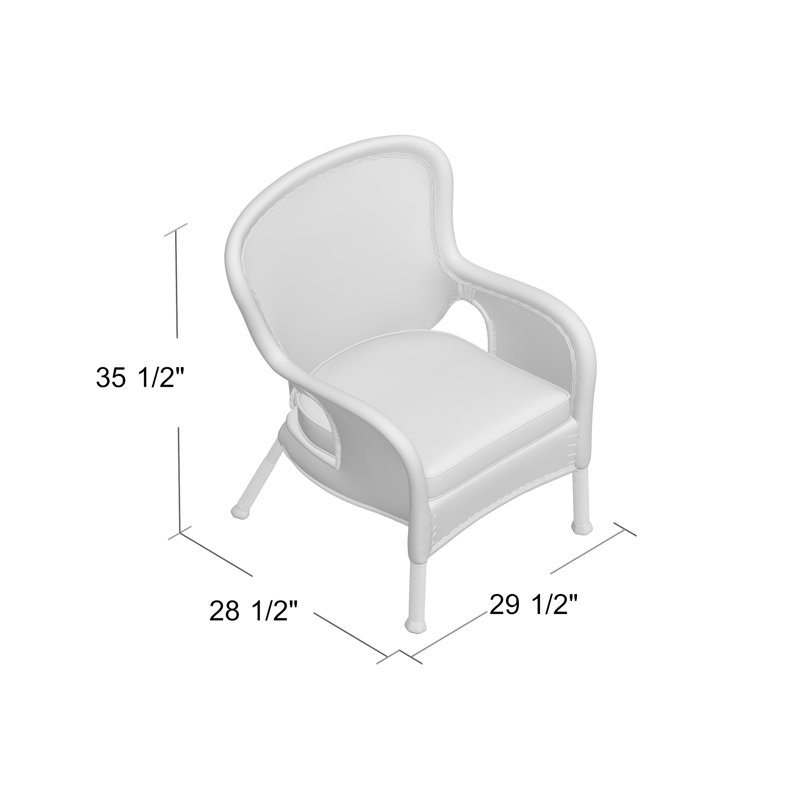 Batchelder Wicker Outdoor Lounge Chair, Midnight Blue, White
