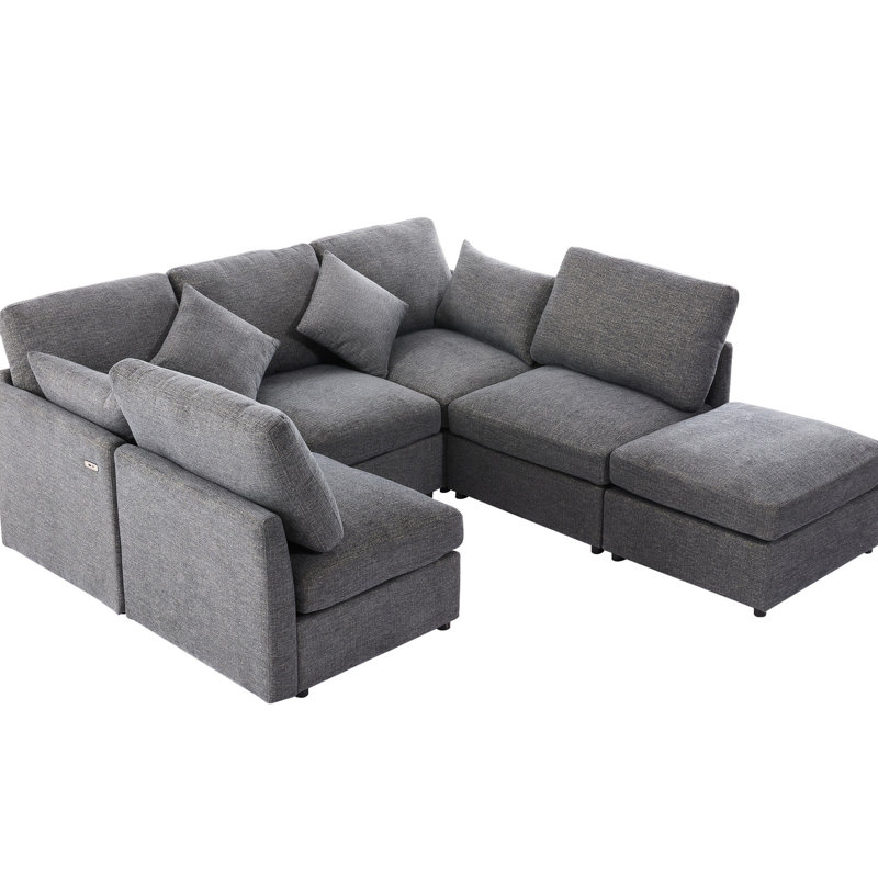 Ressorts ensachés en U modulaires gris confortables avec ressorts ensachés 85,4 po, Gris